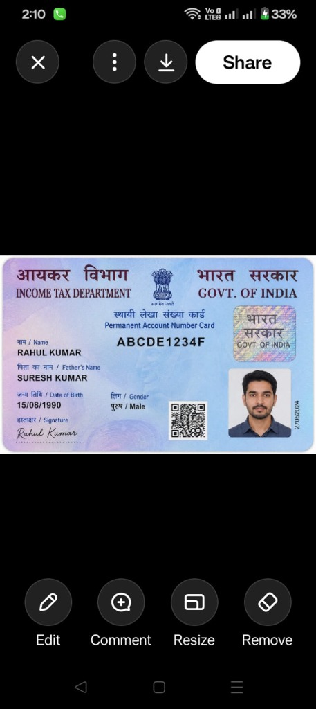 Dummy PAN Card